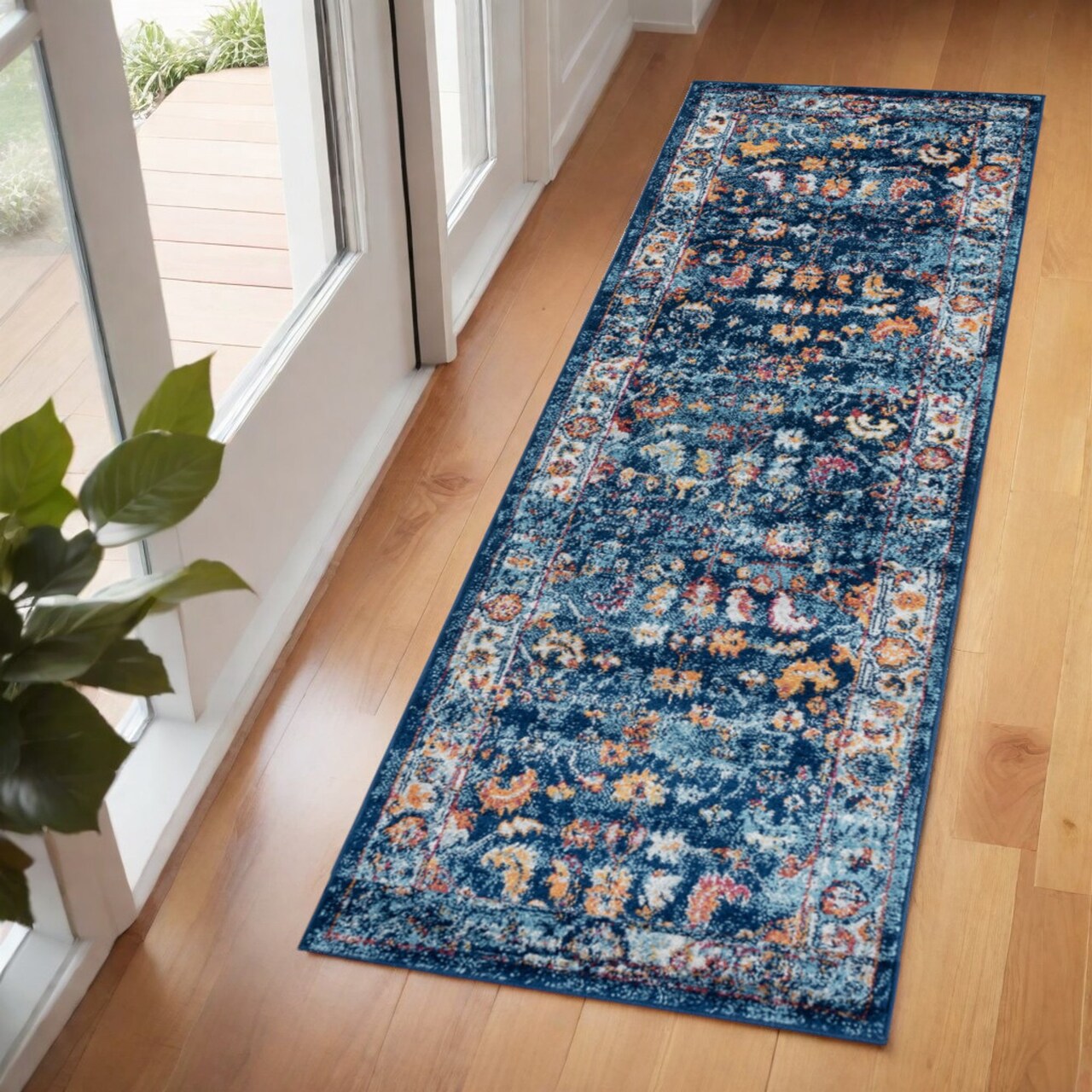 Edge Collections - 6' - Blue - Floral Runner Rug for Enhanced Home Comfort - 1 Piece